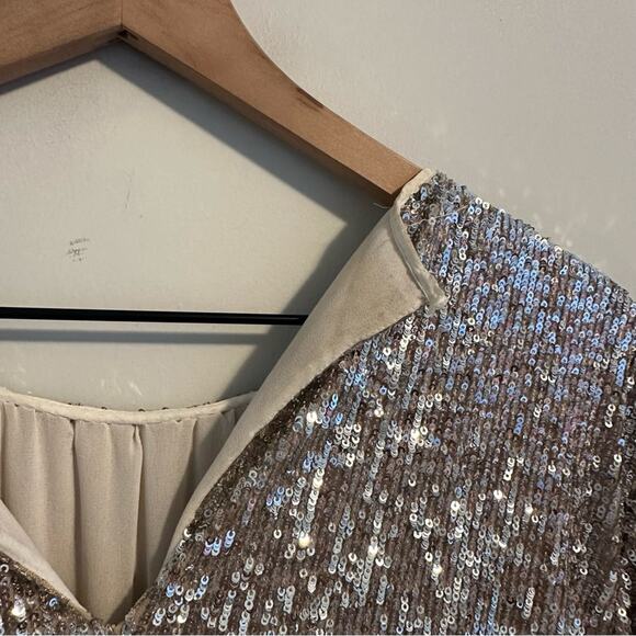 NWT Anthropologie Sachin & Babi Silver Sequin Mini Dress 4 - Picture 8 of 16